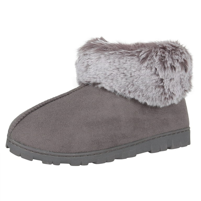 Jessica Simpson Women s Microsuede Super Soft Bootie Slippers with Indoor Outdoor Sole Walmart