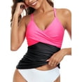 thumbnail image 4 of RELLECIGA Women's V Neckline Tankini Top Bathing Suits Ruched Swimwear, 4 of 8