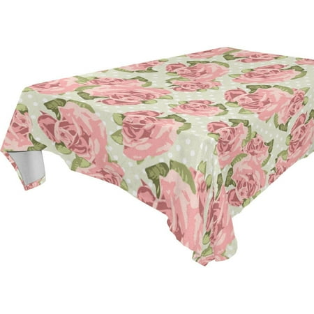 

POPCreation Vintage Retro Tablecloths Floral Red Table Top Decoration 52x70 inches