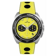 Limited Edition Junghans 1972 Chronoscope FIS Lemon Chronograph Stainless Steel Yellow Dial Yellow Leather Strap Interchangeable Black Leather Strap Date Quartz Mens Watch 41/4369.00