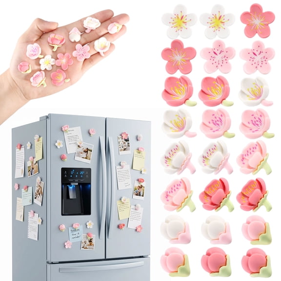 Threns 3D Flower Magnets for Fridge, 24 Pcs Decorative Floral Refrigerator Magnets, Pink Magnet for Fridge, Whiteboard, Photos and Calendars Decoration