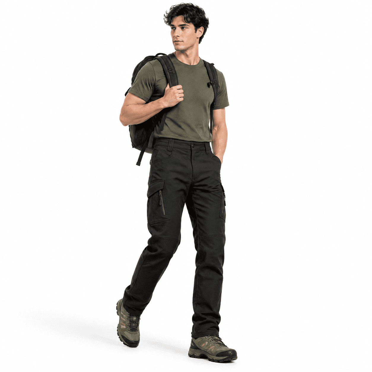 Men s Water Resistant Ripstop Cargo Hiking Pants Black 44W x 32L