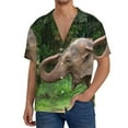 thumbnail image 3 of Disketp Men's Hawaiian Asia Elephant Print Shirts Button Down Holiday Beach Shirts-Small, 3 of 7