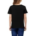thumbnail image 5 of CCRFTGI Girls Tops Cute Short Sleeve Bow Print T Shirts Crew Neck Solid Tops Oversized Soft 5-14 Years Basic Tees Black 9-10Y, 5 of 5