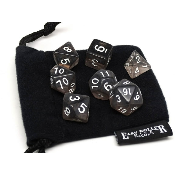 Easy Roller Dice Dark Translucent w/White (7) New