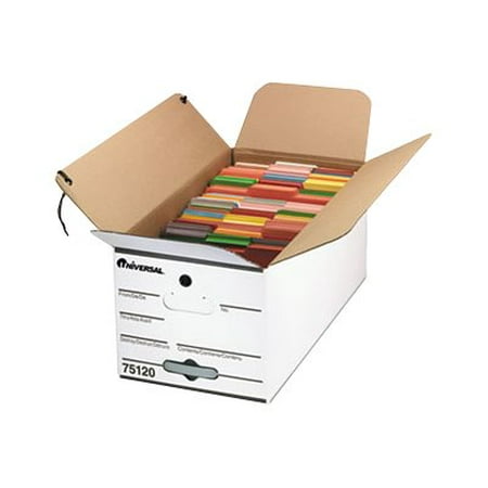 Universal - Economy Storage Box Tie Close Ltr Fiberboard White 4/Carton "Product Category: File Folders Portable & Storage Box Files/Record Storage Boxes"