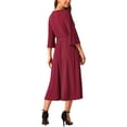 thumbnail image 3 of Vestido midi casual elegante de cuello redondo con campana de 3/4 y cintura ajustable con bolsillos de INSPIRE CHIC, 3 of 6
