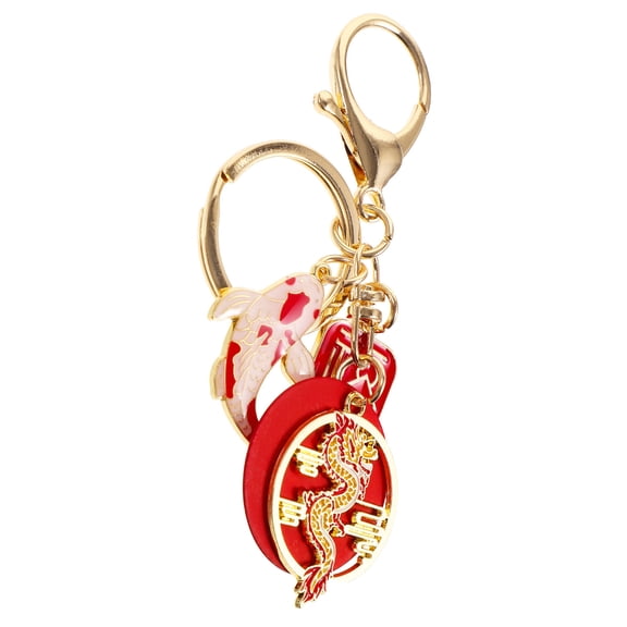 Toyvian Multi Metal Dragon Year Keychain for Keys Decorative Pendant Good Luck Charm Stylish Bag Accessory 3.5 Inches