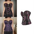 thumbnail image 2 of Lady Bustier Palatial Print Corset Shapewear Top for Women, Slimming Waist Cincher Supportive Slimming Waistband dark violet XXL, 2 of 4