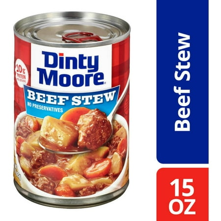 DINTY MOORE Beef Stew with Potatoes & Carrots, Shelf-Stable, 10 grams Protein Per Serving, 15 oz Steel Can