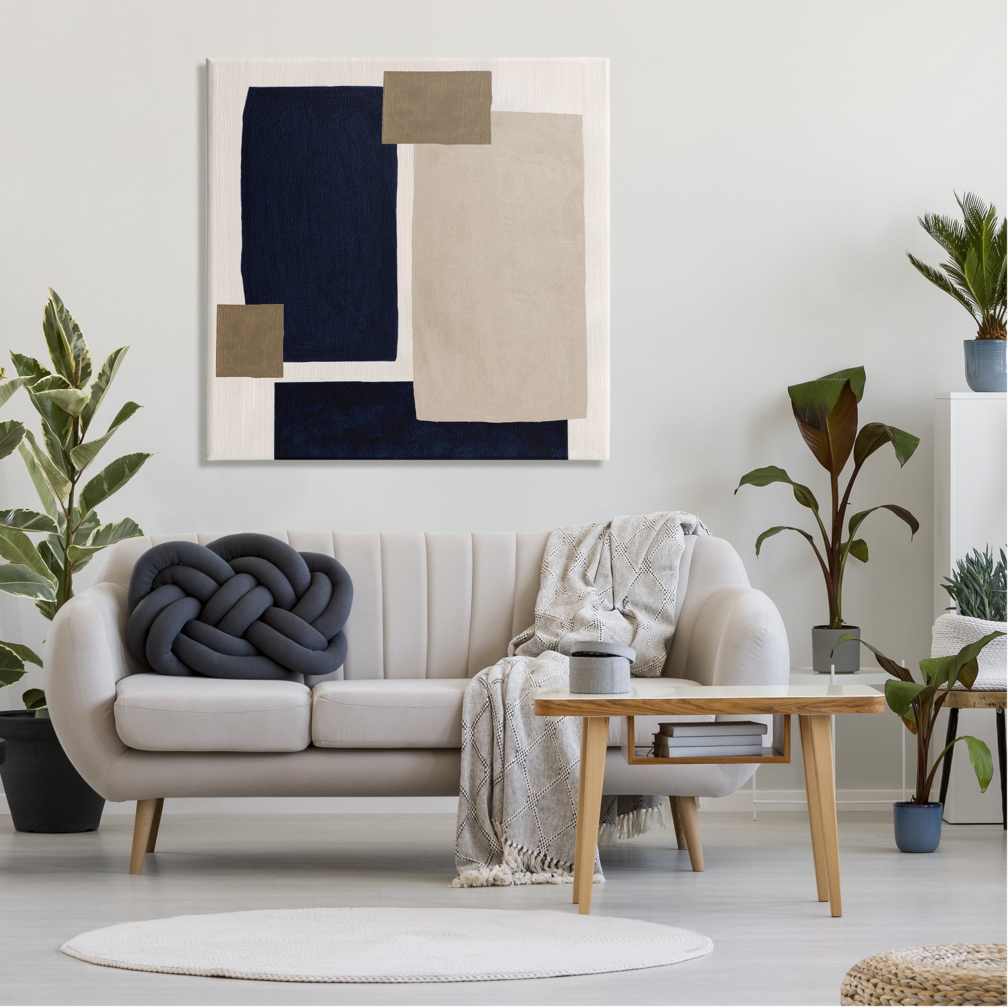 Stupell Industries Tan Overlapping Squares Abstract Painting Gallery Wrapped Canvas Art Print Wall Art, 36 x 36