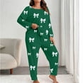 thumbnail image 2 of CHUMUD Womens Plus Size 2 Piece Pajama Sets Long Sleeve Crew Neck Tops and Pants Soft Bow Sleepwear Casual Nightwear Pjs Lounge Set, 2 of 5