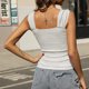 thumbnail image 4 of Camiseta sin mangas con cuello en V para mujer Camisas sin mangas de verano ajustadas de color puro con cordón fruncido, 4 of 6