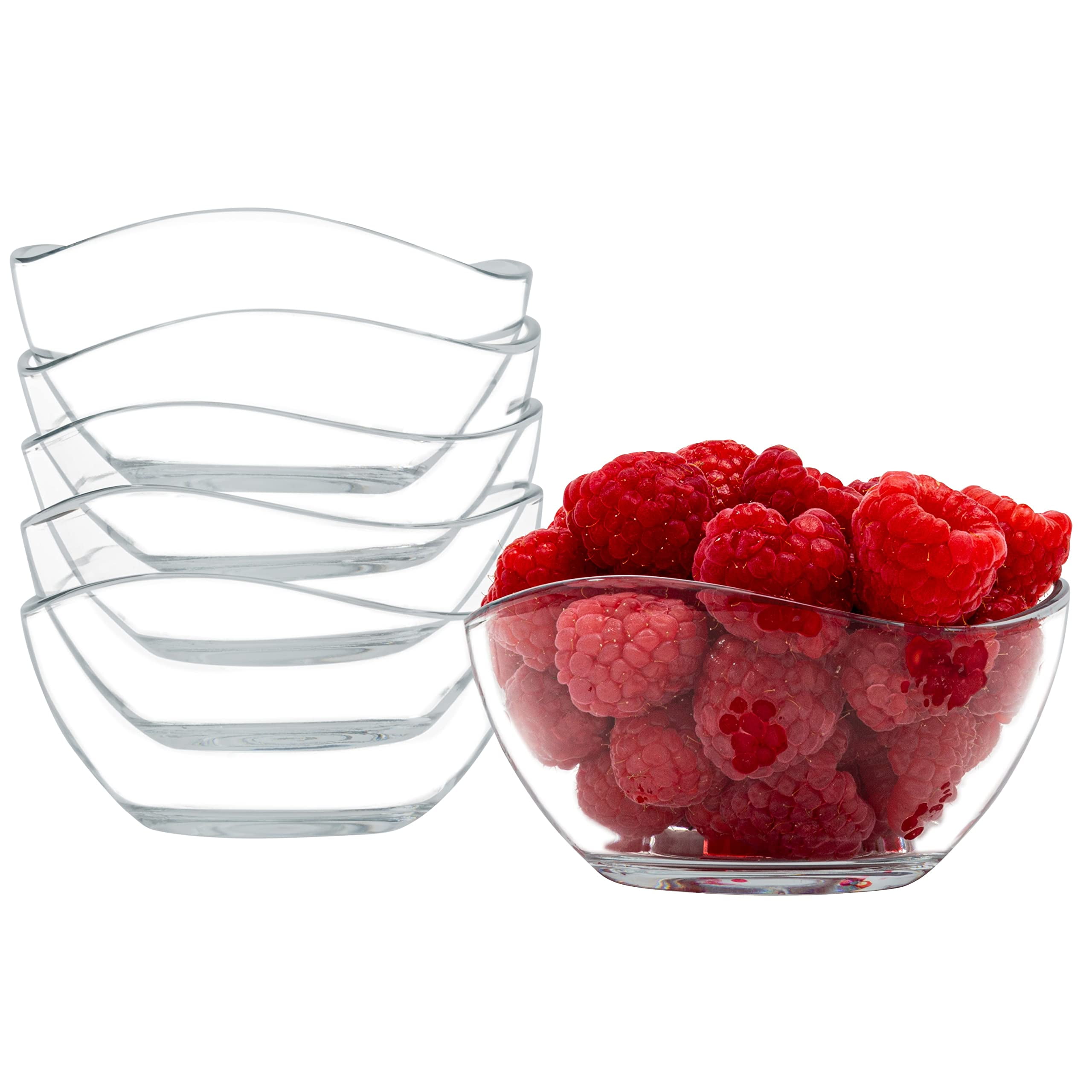 Vikko Glass Bowls, Set of 6 Decorative Glass Dessert Bowls, 7 Ounce