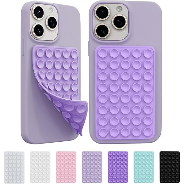 wonima11 Silicone Sticky Grip Holder for Cellphone, Silicone Suction Cup Phone Case Mount Double Sided, Hand-Free Phone Accessories Strong Grip Holder for Selfie and Video 2 Pack (Light Purple)