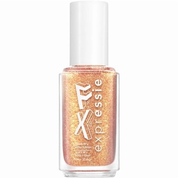 essie quick dry nail polish, vegan formula, gold glitter topcoat