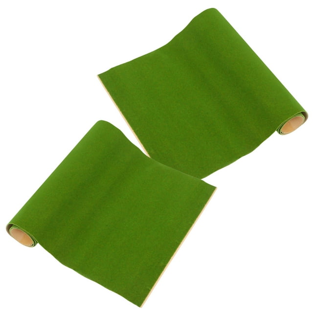 Minkissy Green DIY Flocking Lawn Turf Paper Fake Grass Mat for Mini Landscaping and Model Display 50x100cm 2Pcs