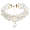 thumbnail image 1 of Bangcool Collier Ras du Cou Perle Synthétique : Collier Mignon Multicouche pour Mariage, 1 of 10