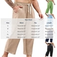 thumbnail image 3 of HOOMEUMY Mens Crinkled Gauze Pants Drawstring Elastic Waist Casual Summer Trousers Light Breathable For Beach Vacation Daily Wear, 3 of 8