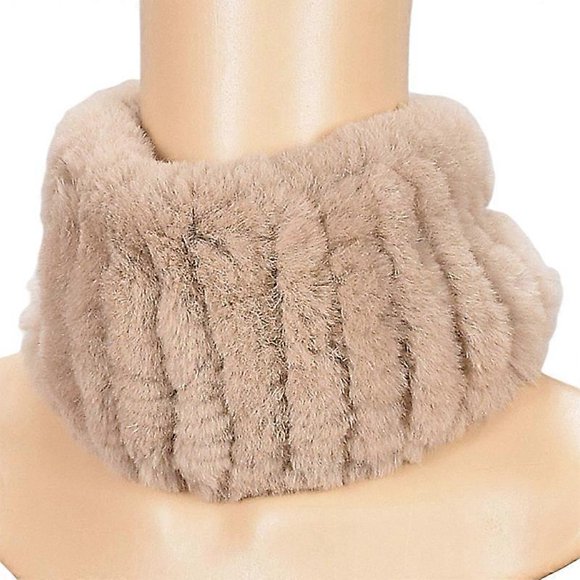 MIMIGO Handmade Rabbit Fur Women Winter Knitted Rex Rabbit Neck Warmer Infinity loop Scarf Scarves For Women Ladies