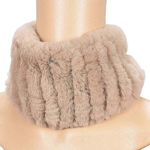 MIMIGO Handmade Rabbit Fur Women Winter Knitted Rex Rabbit Neck Warmer Infinity loop Scarf Scarves For Women Ladies