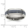 thumbnail image 6 of Edward Mirell Titanium with Blue Anodized Triple Groove Domed 8mm Band, 6 of 6