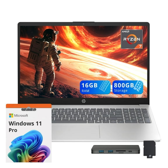 HP 15.6" FHD IPS Business Laptop, AMD Ryzen 7 5825U, 16GB RAM, 800GB Storage(512GB SSD 288GB Docking Station Set), AMD Radeon Graphics, Wi-Fi 6, Win 11 Pro, Silver
