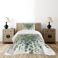 thumbnail image 2 of Ambesonne Eucalyptus Quilted Bedspread Set 2 Pcs, Botanical Watercolor, Twin Size, Laurel Green Slate Blue, 2 of 4