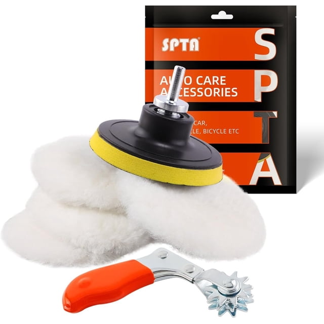 Kit de Almohadillas de Pulido de Lana SPTA 3" 6 Piezas con Adaptador para Taladro