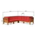 thumbnail image 5 of GDF Studio Ravello Outdoor V-Shaped Acacia Wood Sectional Sofa Set with Cushions, Brown, 5 of 9