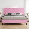thumbnail image 3 of 4 Ever Winner Queen Bed Frame, Queen Size Upholstered Bed Frame with Headboard, Pink, 3 of 10