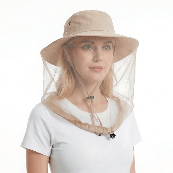 Mosquito Head Net Hat, Gardening Bug Hats with Netting, Breathable Mosquito Net Hat with Full Face Mesh Protection, Lightweight Bug Net Sun Hat for Gardening, Fishing, Hiking, Camping and Beekeeping