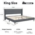 thumbnail image 3 of Frostbloom King Size Platform Bed Frame, Linen Upholstered Wingback Headboard, Dark Gray, 3 of 7