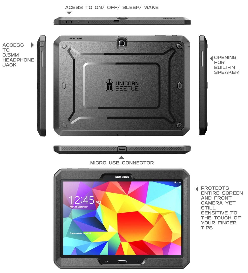 Samsung Galaxy 4 10.1 Case, SUPCASE,Case Galaxy Tab 4 10.1 Tablet Unicorn Pro Series Full-body Case-Black - Walmart.com