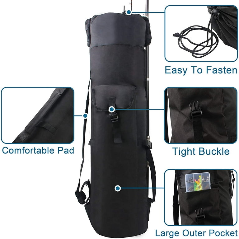 OROOTL Fishing Pole Bag Fishing Rod Case Large Storage Fishing Rod Holder  Bag Travel Carrier Case Bag Holds 5 Rods Fishing Reel Organizer Fishing  Tackle Backpack Waterproof Fishing Gear Gifts for Men -