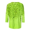 thumbnail image 5 of Women 3/4 Sleeve Tops Graphic Glitter Print Crew Neck Casual Trendy Tee Shirt Spring Fall Winter Basic T-shirts (XL, Green), 5 of 5