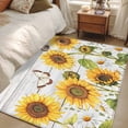 thumbnail image 4 of Area Rug for Living Room, Yellow Sunflowers Non-Slip Indoor Large Carpet for Bedroom/Dining Room, Vintage Country Flowers Butterfly Wood Board Washable Low-Profile Floor Mat Runner Rugs - 2.7 x 5 Ft, 4 of 8