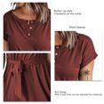 thumbnail image 3 of Vestido de manga corta, moda informal, lavable a máquina, agradable a la piel, transpirable, vestido de mujer para verano, rojo vino XXL, 3 of 4