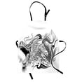 thumbnail image 1 of Dragon Apron Tattoo Style Traditional Asian Winged Creature with Ornamental Ethnic Artsy Pattern, Unisex Kitchen Bib Apron with Adjustable Neck for Cooking Baking Gardening, Black White, by Ambesonne, 1 of 3
