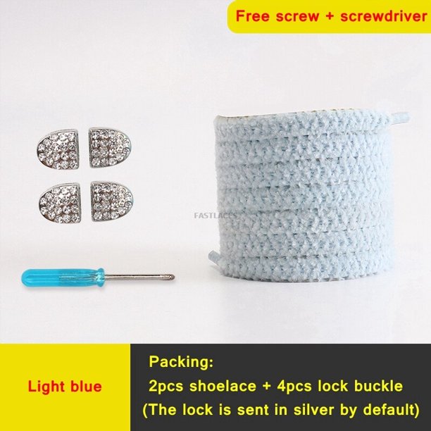 par de cordones elásticos planos de felpa sin atar cordones de zapatos con diamantes cierre de encaje cordones perezosos niños adultos zapatillas Unisex cuerdas para zapatosChina Gao Jinjia LED