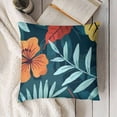 thumbnail image 3 of Plant Leaf Flower Print Pillow Cover Exquisite Anniversary Tropical Style New Home Office Indoor Home Decor Throw Pillow Case Cushion Cover Square (Navy Blue), 3 of 5