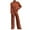 Brown, variant on Lenpel Women's Lounge Sets 2 Piece Ribbed Knit Soft Long Sleeve Turtleneck Top Wide Leg Pants Casual Sweater Suits