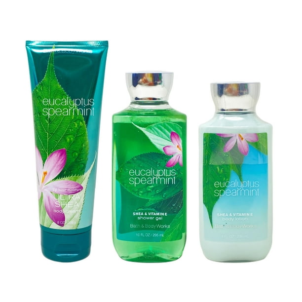 Bath and Body Works Eucalyptus Spearmint 3 Piece Gift Set Body Cream Shower Gel Body