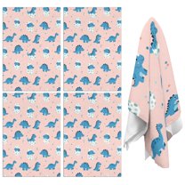4 Pcs Funny Kitchen Towels,Pink Cartoon Dinosaurs Eggs Pattern Microfiber Dish Towels,Kitchen Tea Towels,Kitchen Towel Set (18" X 26")