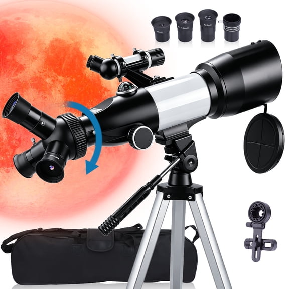 USCAMEL Telescope for Adults with 3 Rotatable Eyepieces, Professional 70/400mm Refractor Optics Telescope, 16x-133x High-Powered Astronomy Telescope for Moon Viewing & Stargazing with Carrying Bag