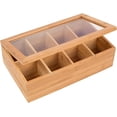 thumbnail image 2 of Trademark Innovations BAMB-TEABOX 12" Bamboo 8-Section Tea Storage Box with Hinged Clear Lid, Tan, 2 of 5