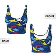 thumbnail image 5 of Haiem Cartoon Shark Pattern Womens Sports Bra - U Neck Padded Low Impact Yoga Bra Workout Crop Top Gym Moisture-Wicking Workout Vest -XX-Large, 5 of 9