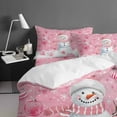 thumbnail image 4 of Christmas Pink Snowman Twin Size Comforter Set, Xmas Balls Snowflake Soft Bedding for All Seasons, 4 Pcs Bed Set with 1 Comforter (68"x86") ,1Sheet(66"x116"), 2 Pillowcases (19"x29"), 4 of 7