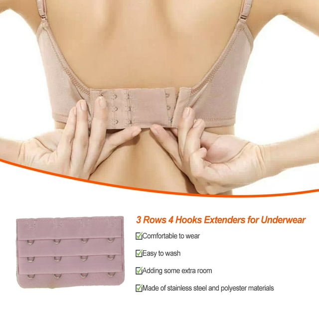 Extension Strap Bra Extenders Buckle Practical 4 Hook Breathable Practical Accessories Adjustable Replacement 3 Rows Underwear cameo brown