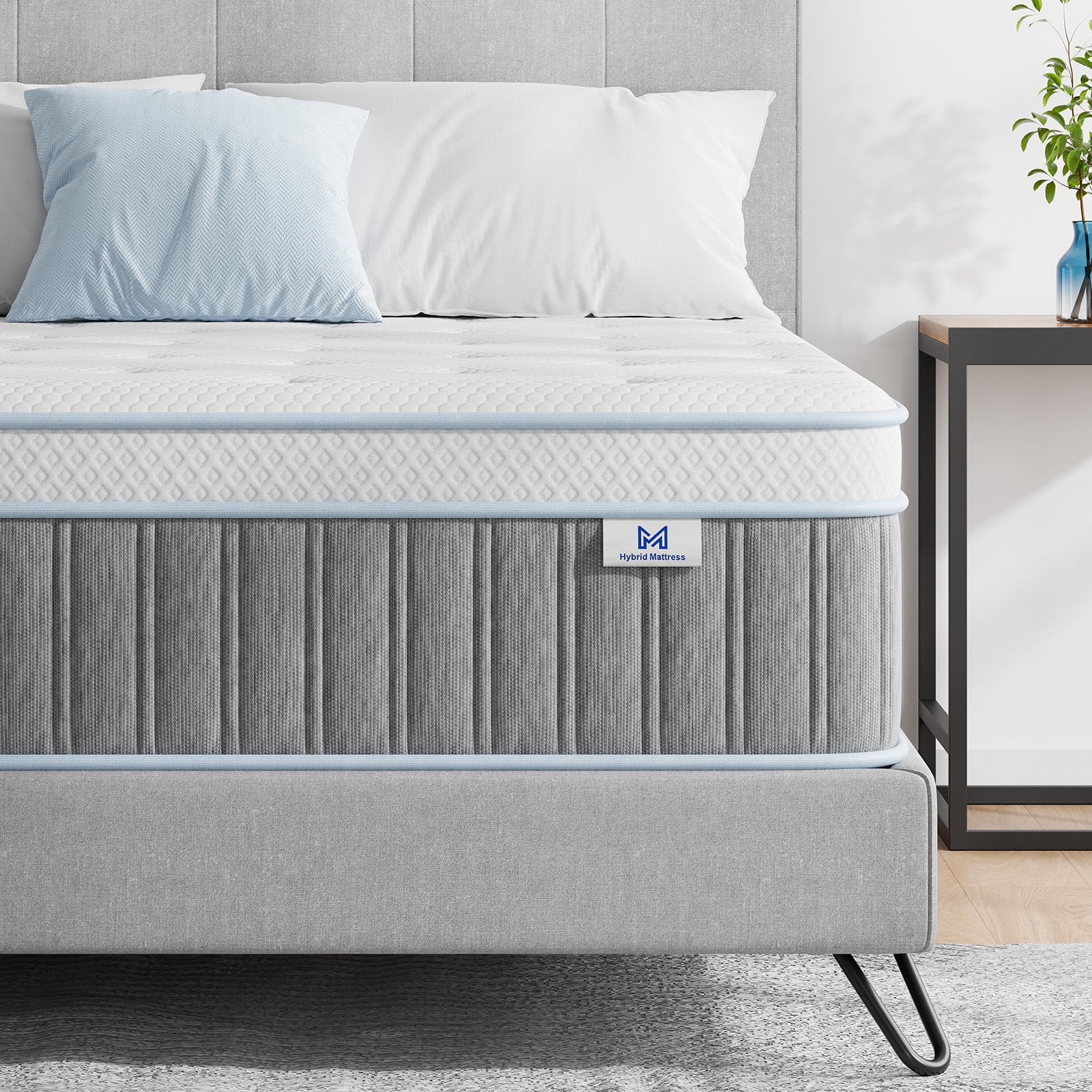 Mubulily 12 inch King Mattress, with Gel Memory Foam & Pocket Coils Hybrid Mattress in a Box, Medium, Edge Support